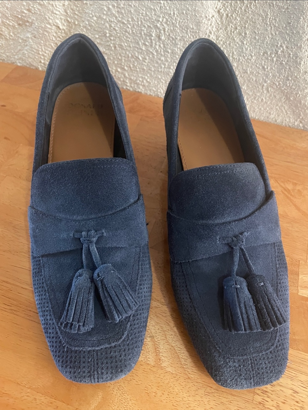 Donald J. Pliner Kressida Navy Suede Tassel Heel Loafers